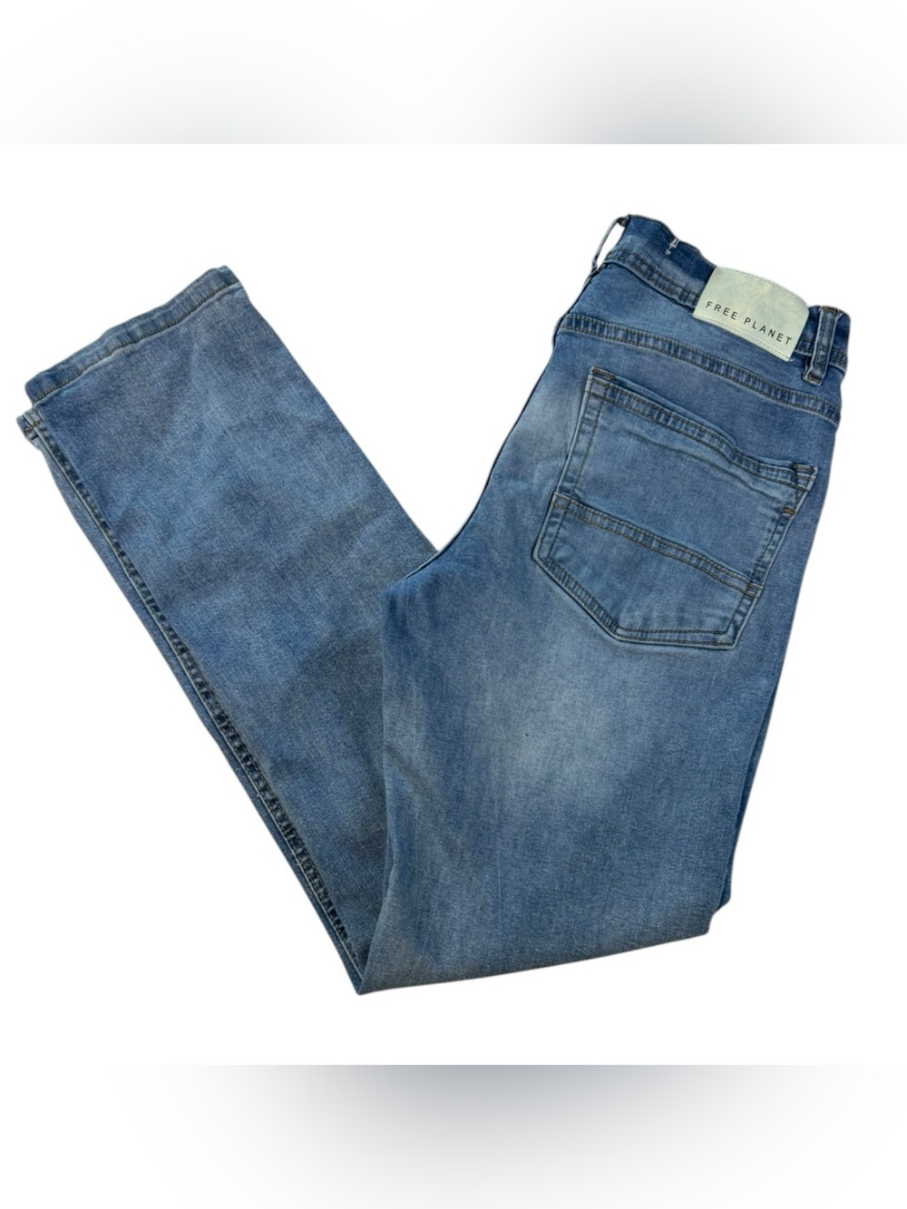 Free Planet Men's Light Blue Slim Straight Jeans